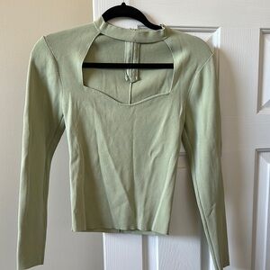 Light green cutout Women's Top